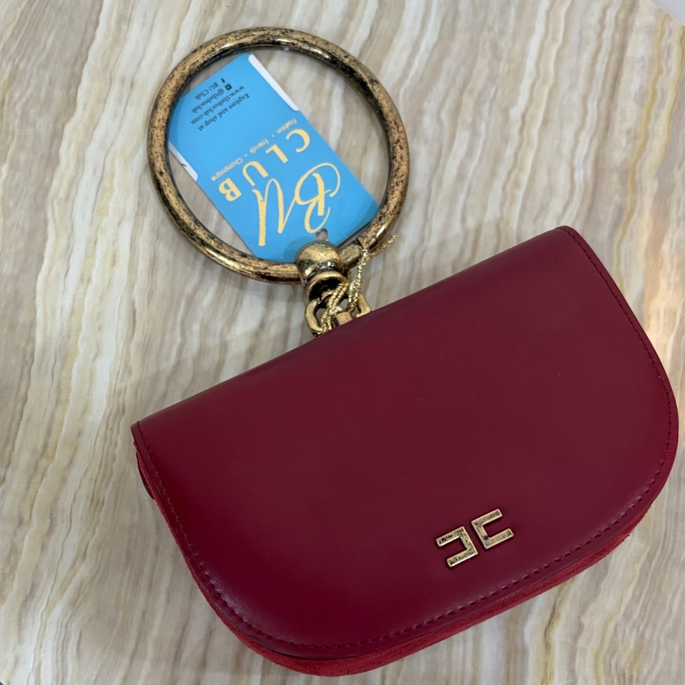 Burgundy Leather Bag with Gold Ring
